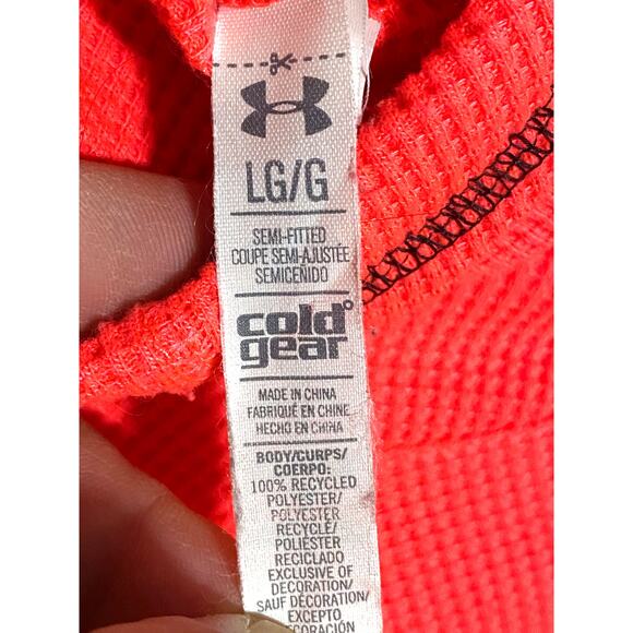Under Armour Semi Fitted Cold Gear Waffle Knit Cowl Neck Women L Athleisure Neon - Picture 6 of 9